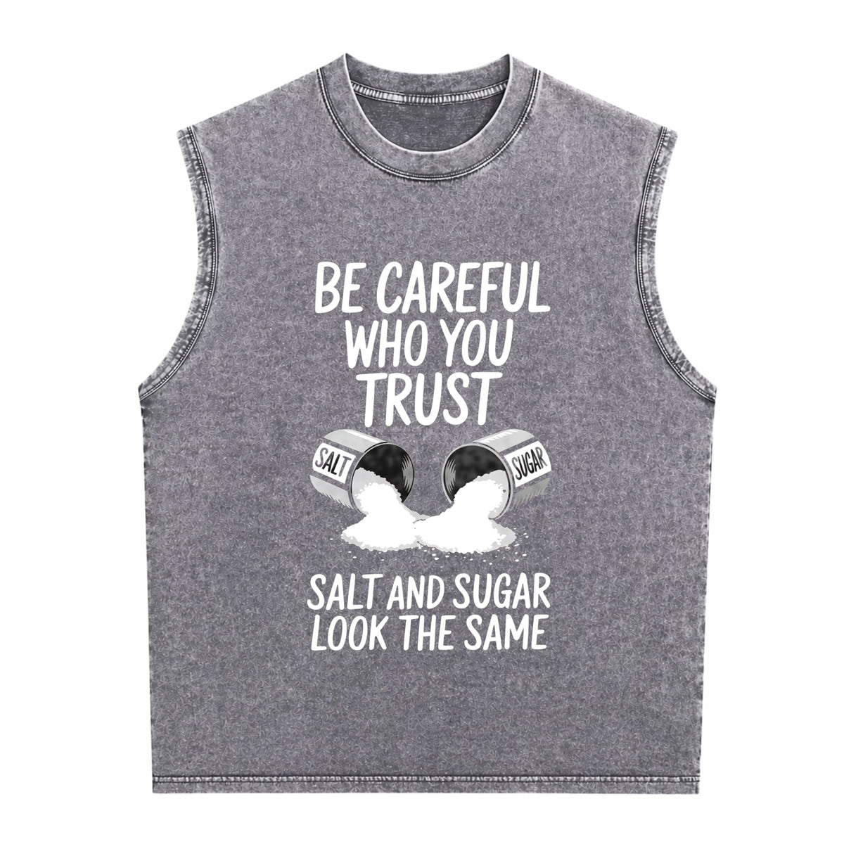 Outdoor Fitness With Salt - Beware Of Spoken Words From Men's Washed Tank Top - product view