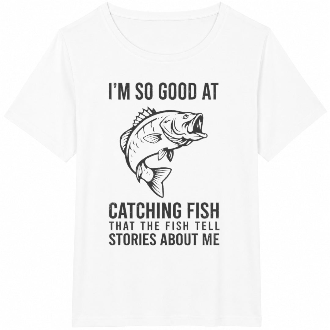 Fishing For - Funny Fisherman - Humorous Angler - Dad Bass Cotton T-Shirt - product view
