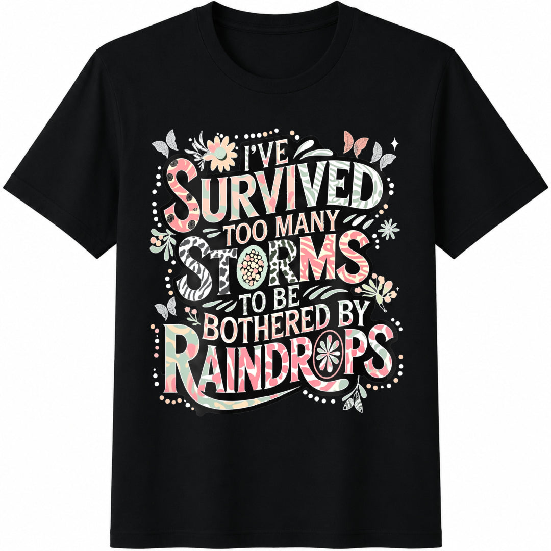 Motivational Quote With Floral & Butterfly Accents Patterned Cotton T-Shirt - Black