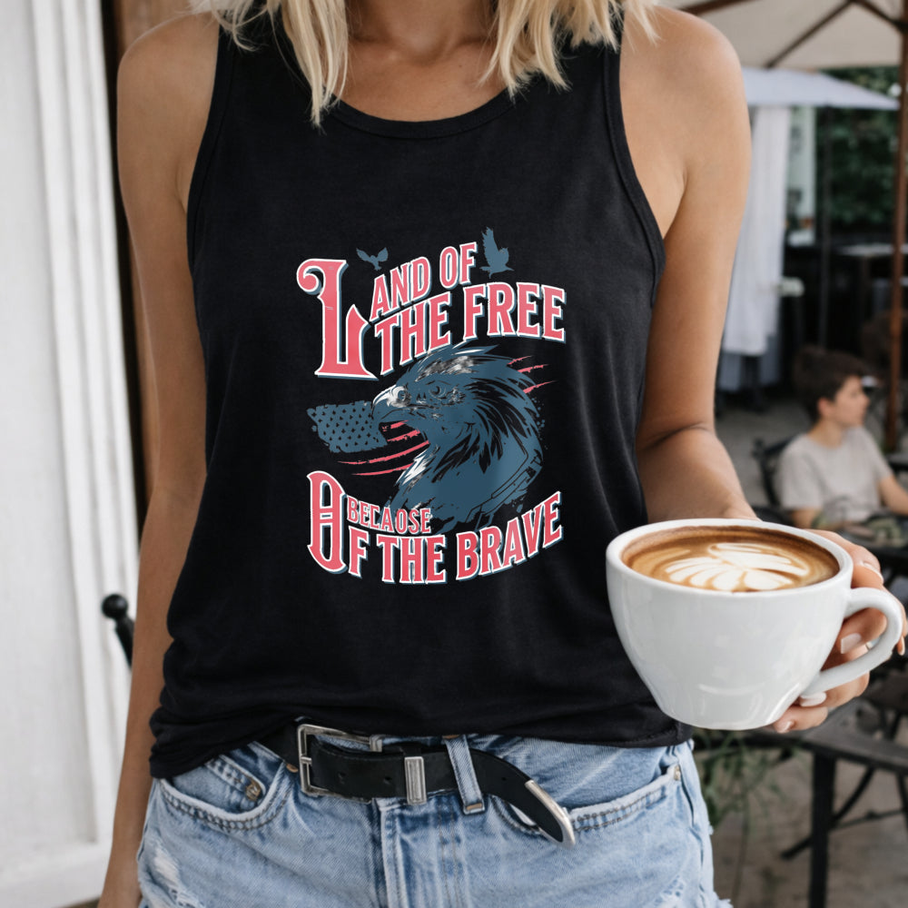 Land Of The Free Because Of The Brave Fourth Of July Women's Tank Top - Black