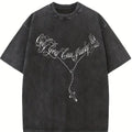 Oversized Washed Christian Tee: Bold Jesus Graphic, Summer Streetwear Menswear Top Vintage Distressed
