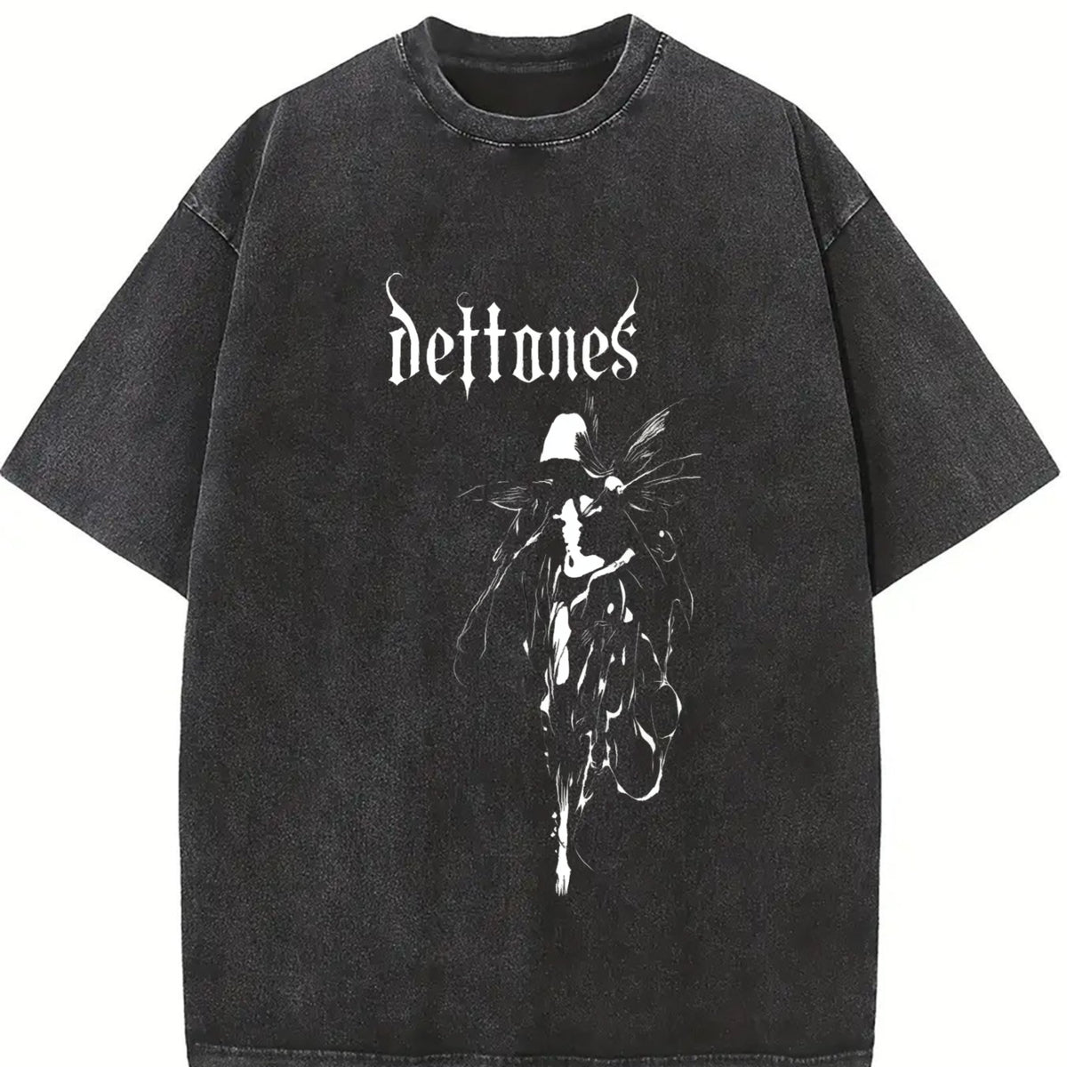 Unisex Deftones Retro Heavy Metal Graphic Vintage Washed T-Shirt  – Rock Band Style Short Sleeve Tee