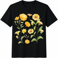 1-piece-- With A Yellow Floral - A Perfect Choice Cotton T-Shirt - Black