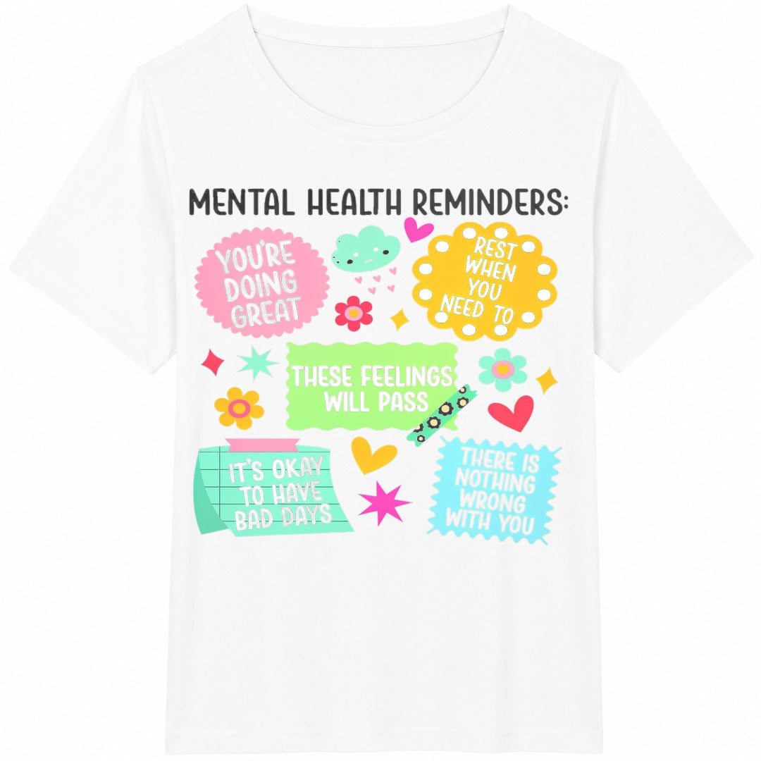Cute Colors Mental Health Reminders Awareness Month T Cotton T-Shirt - product view