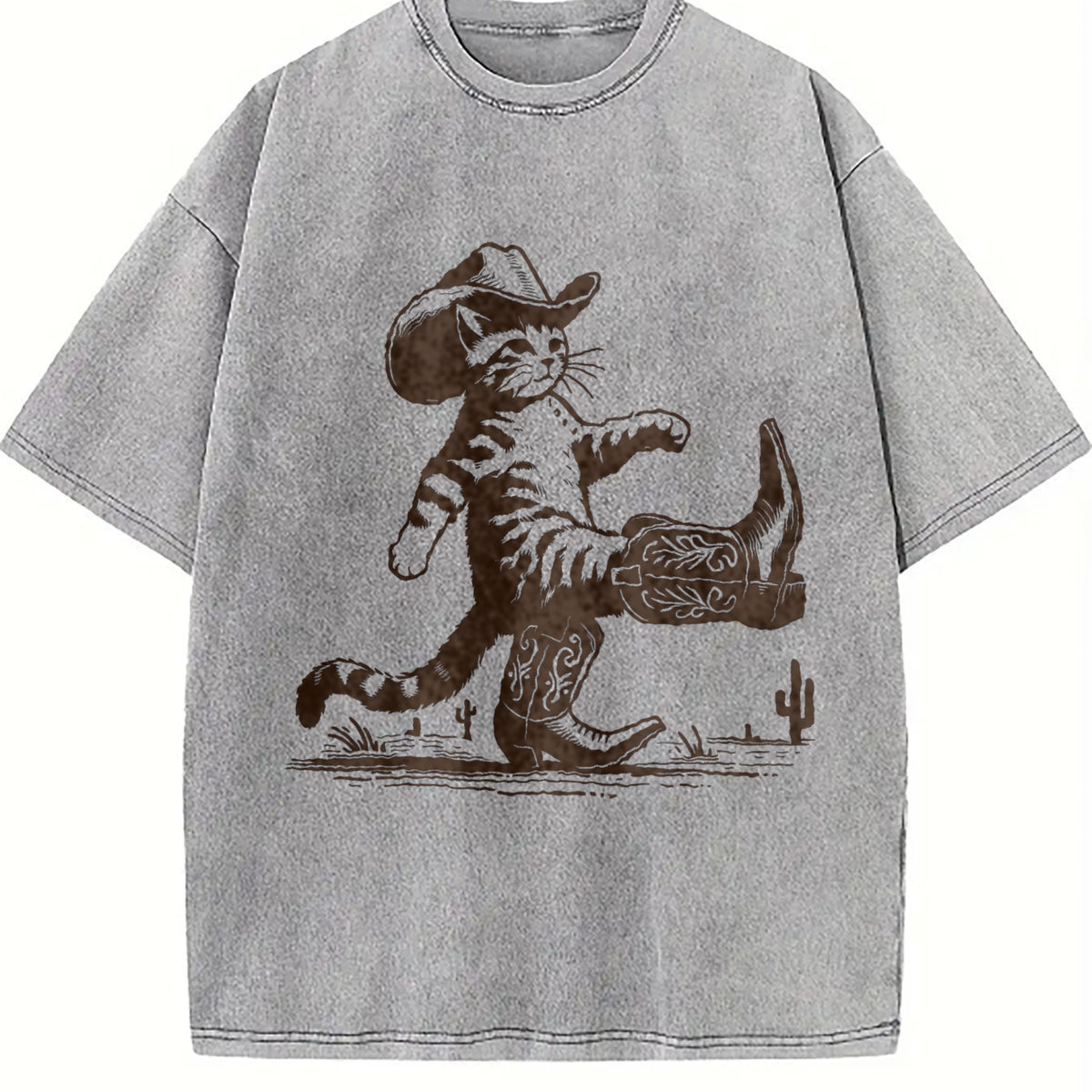 Cowboy Cat Vintage Washed T-Shirt - product view