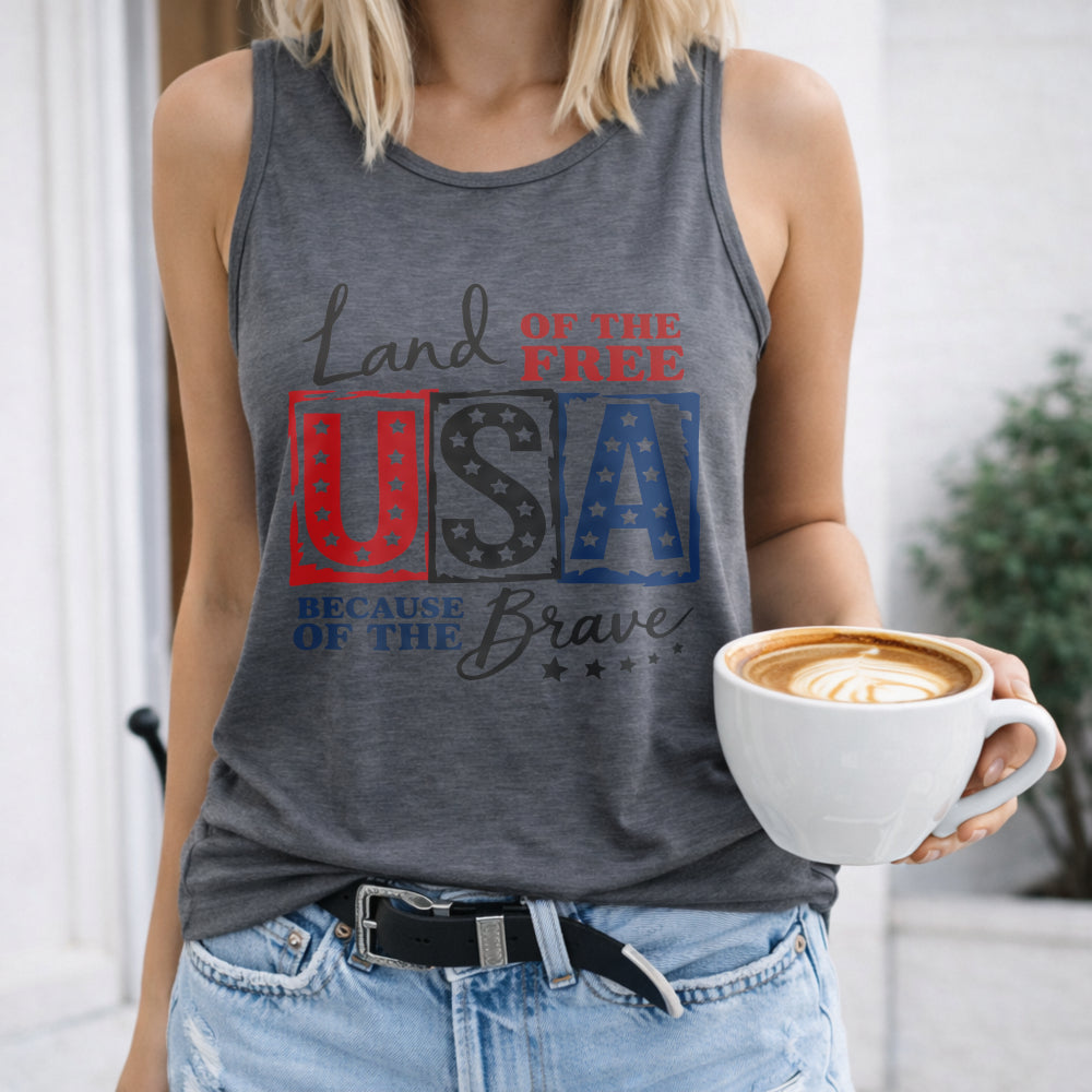 USA Land Of The Free Racerback Women's Tank Top - product view