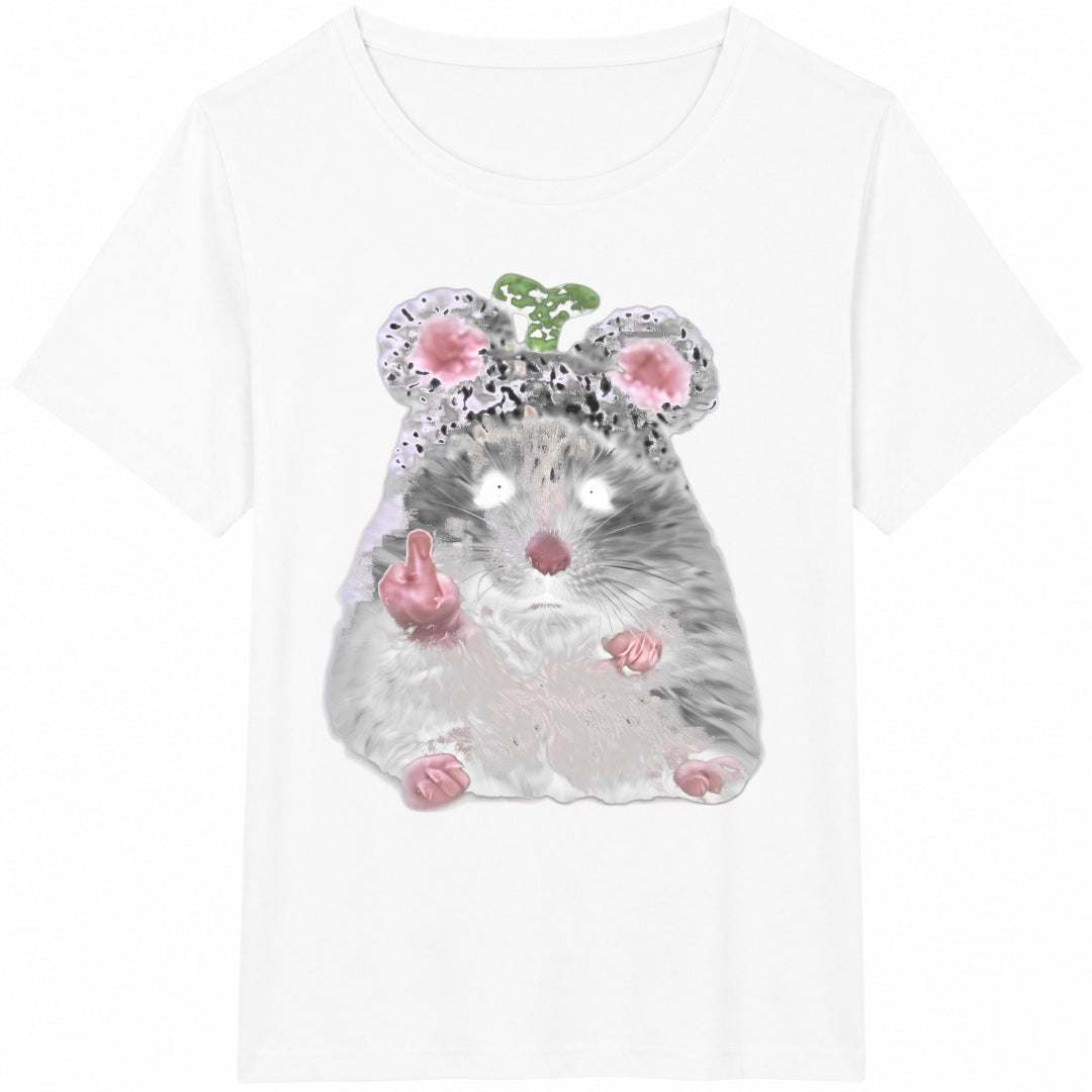 Funny Hamster Middle Finger Cotton T-Shirt - product view