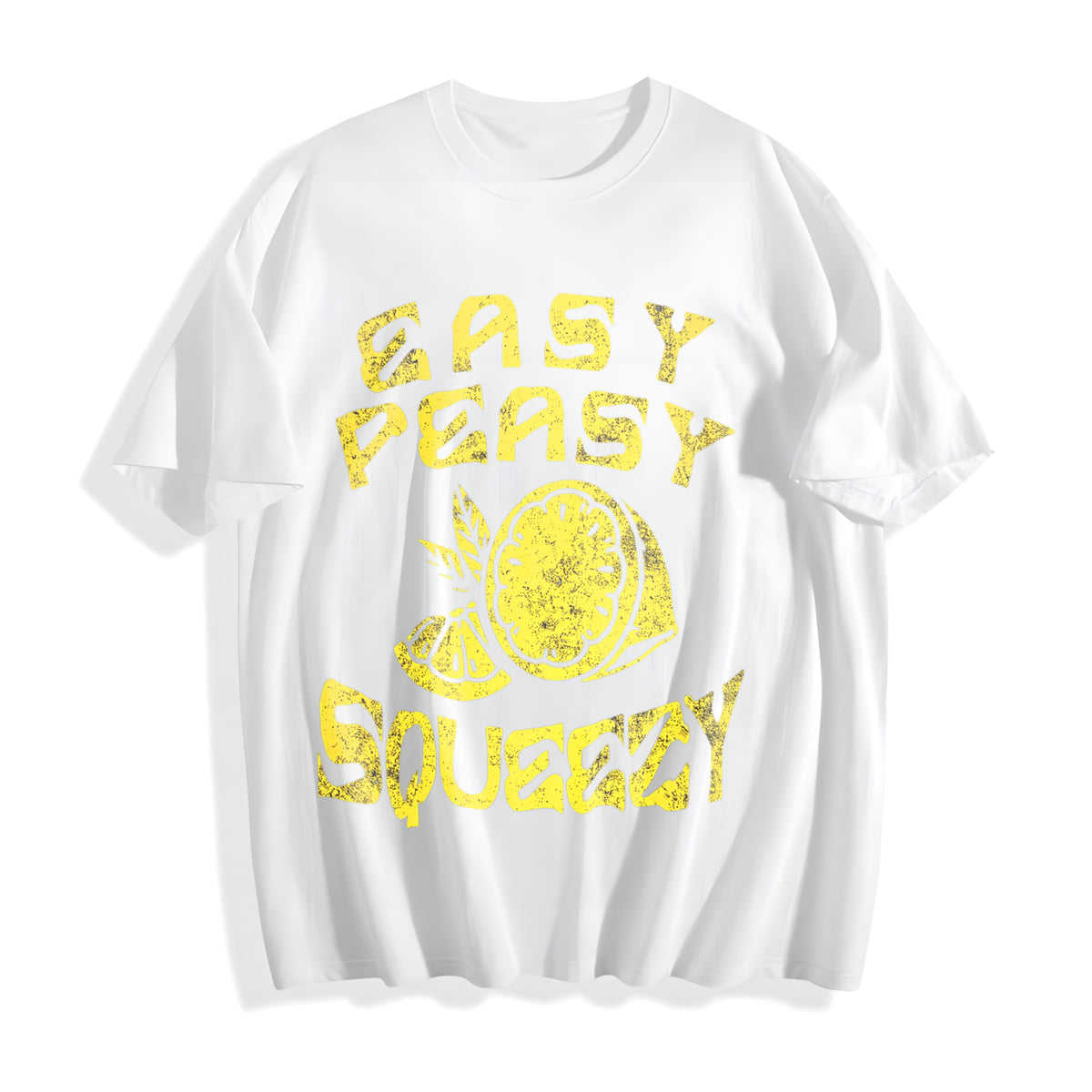Easy Peasy Lemon Squeezy Funny Relaxed Lemons Saying Joke For Cotton T-Shirt - product view