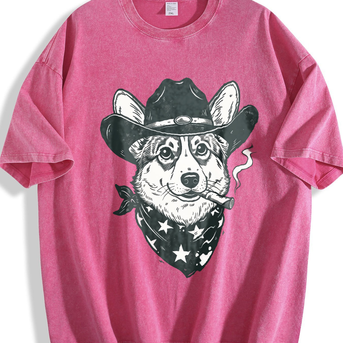 Smoking Cowboy Corgi Vintage Washed T-Shirt - product view
