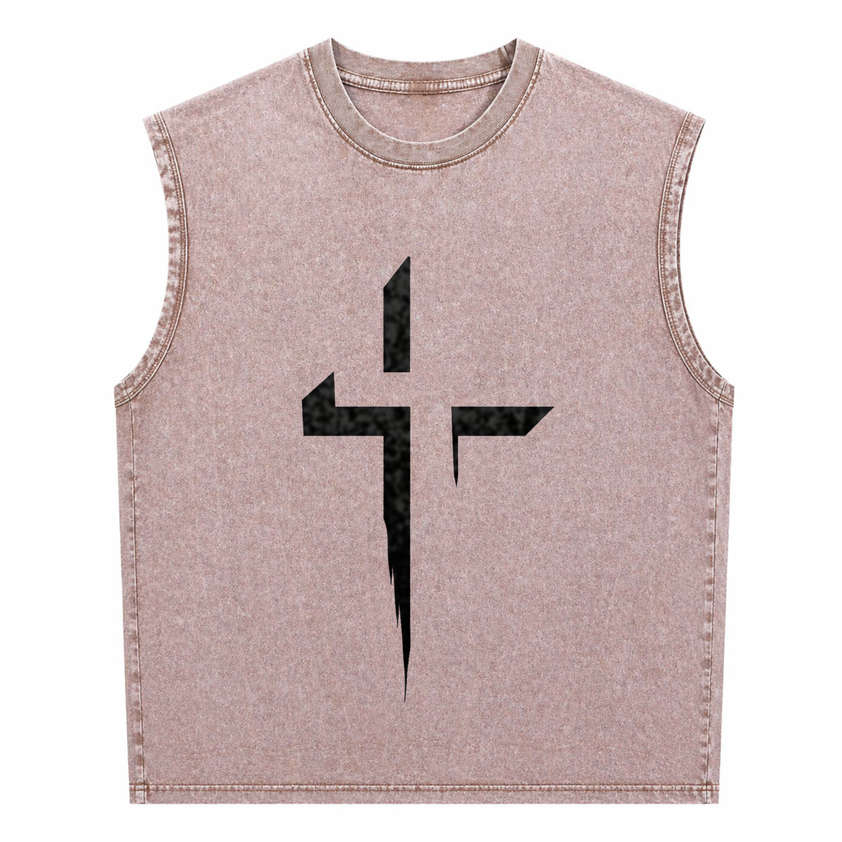 Patterned Cross Men's Washed Tank Top - product view