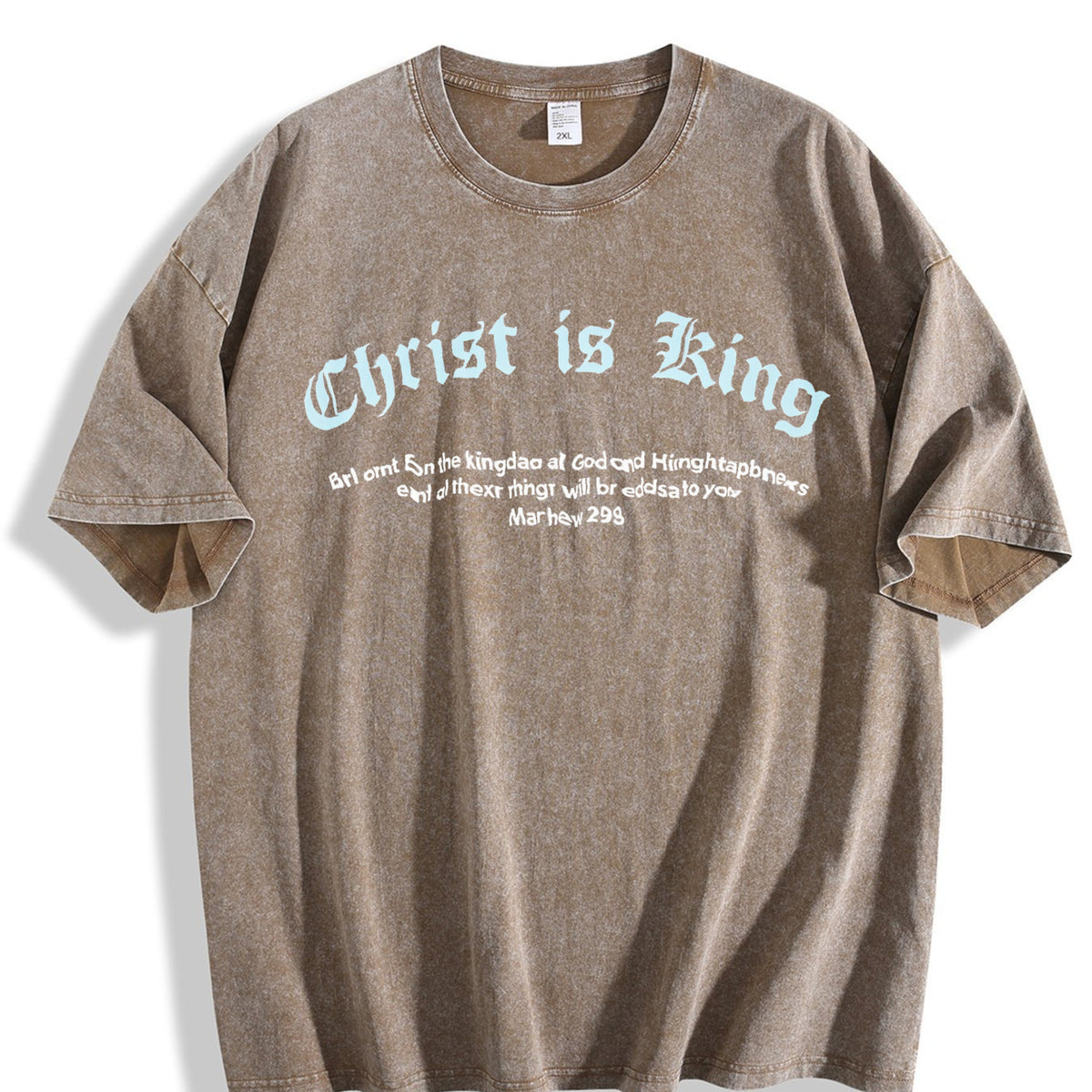Christ Is King Letter Vintage Washed T-Shirt - product view