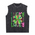 Lucky Shamrock St Patrick's Day Men's Washed Tank Top - Black