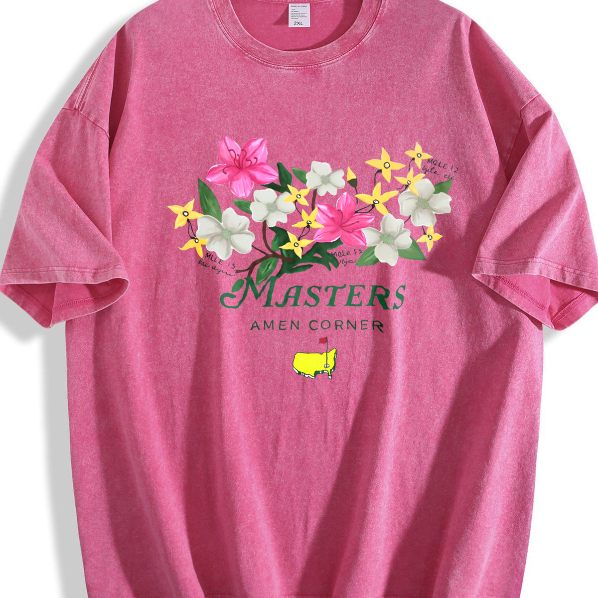 Masters Amen Corner Floral Golf Logo Muscle Vintage Washed T-Shirt - product view