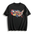 Patchwork USA Cotton T-Shirt - Black