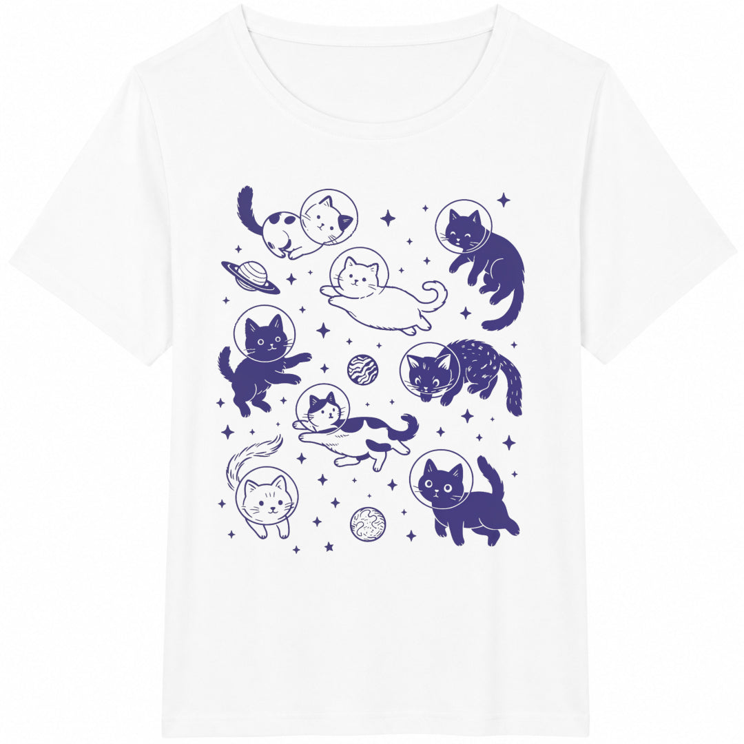 Funny Space Cat Kitty Weirdcore Silly Cat Lover Aesthetic Cotton T-Shirt - product view