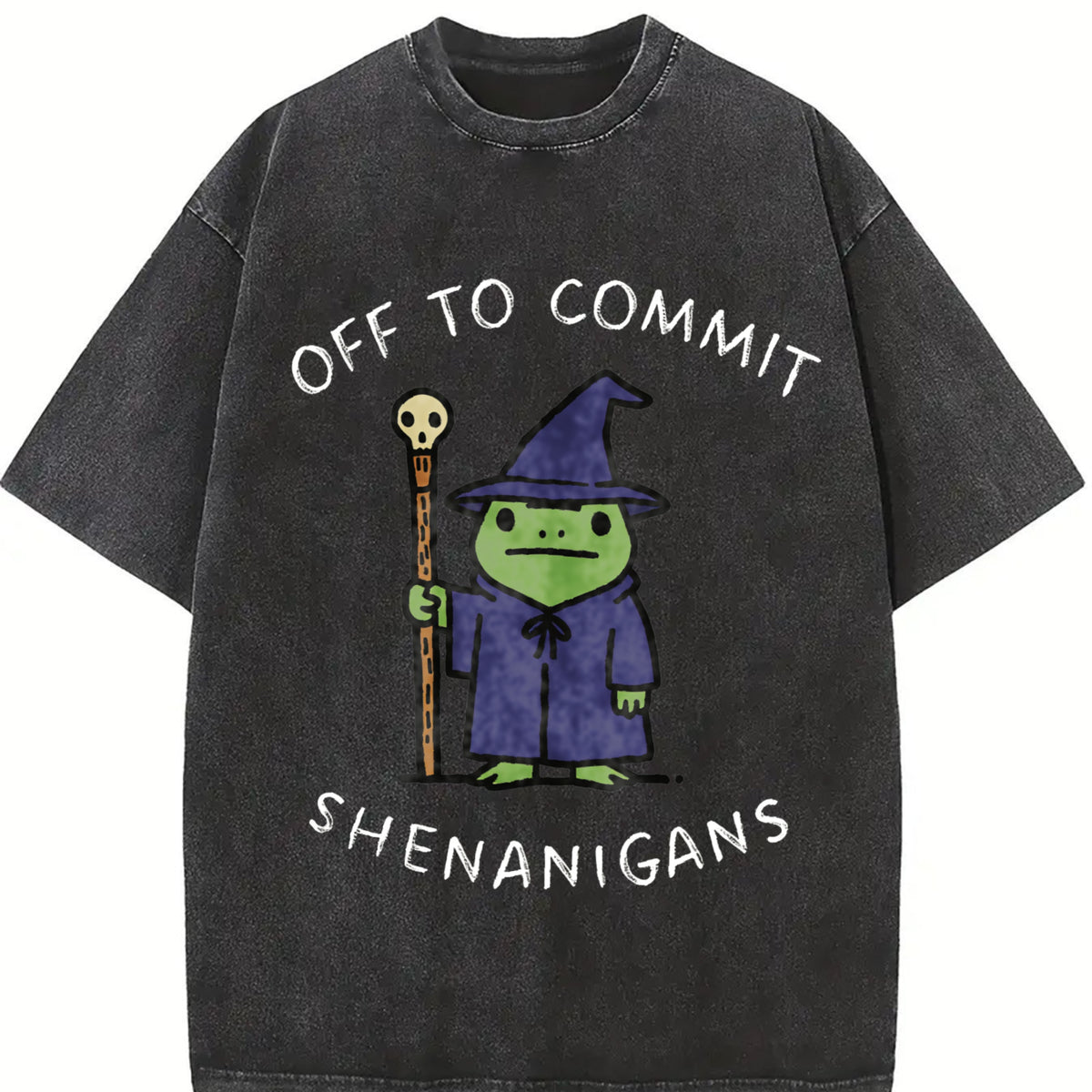 Comfort Colors Off to Commit Shenanigans Wizard Frog Funny DnD Tee, Ren Faire Fantasy Gift