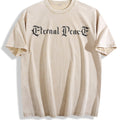 Eternal Peace Gothic Script Vintage Washed T-Shirt - Beige