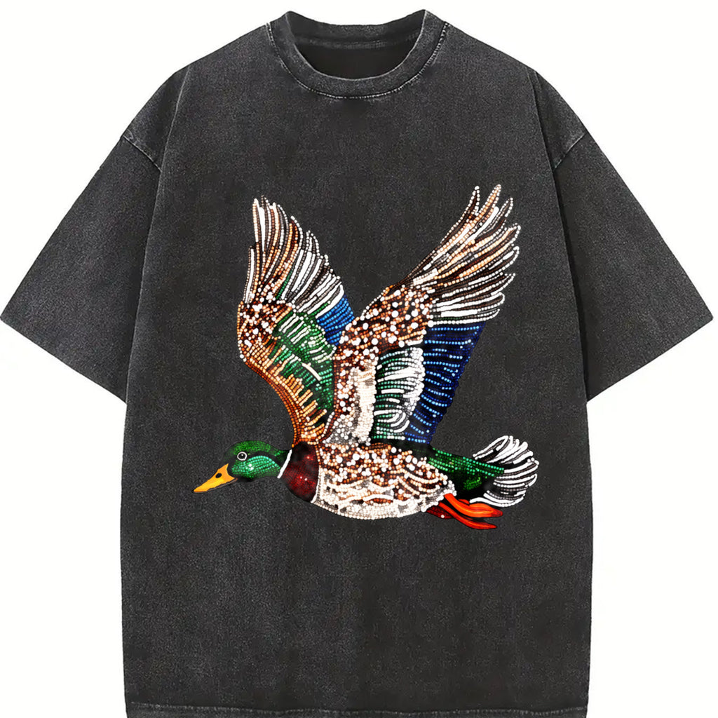 Comfort Colors Faux Rhinestone Mallard Duck Flying Shirt: Hunting Lover T-Shirt