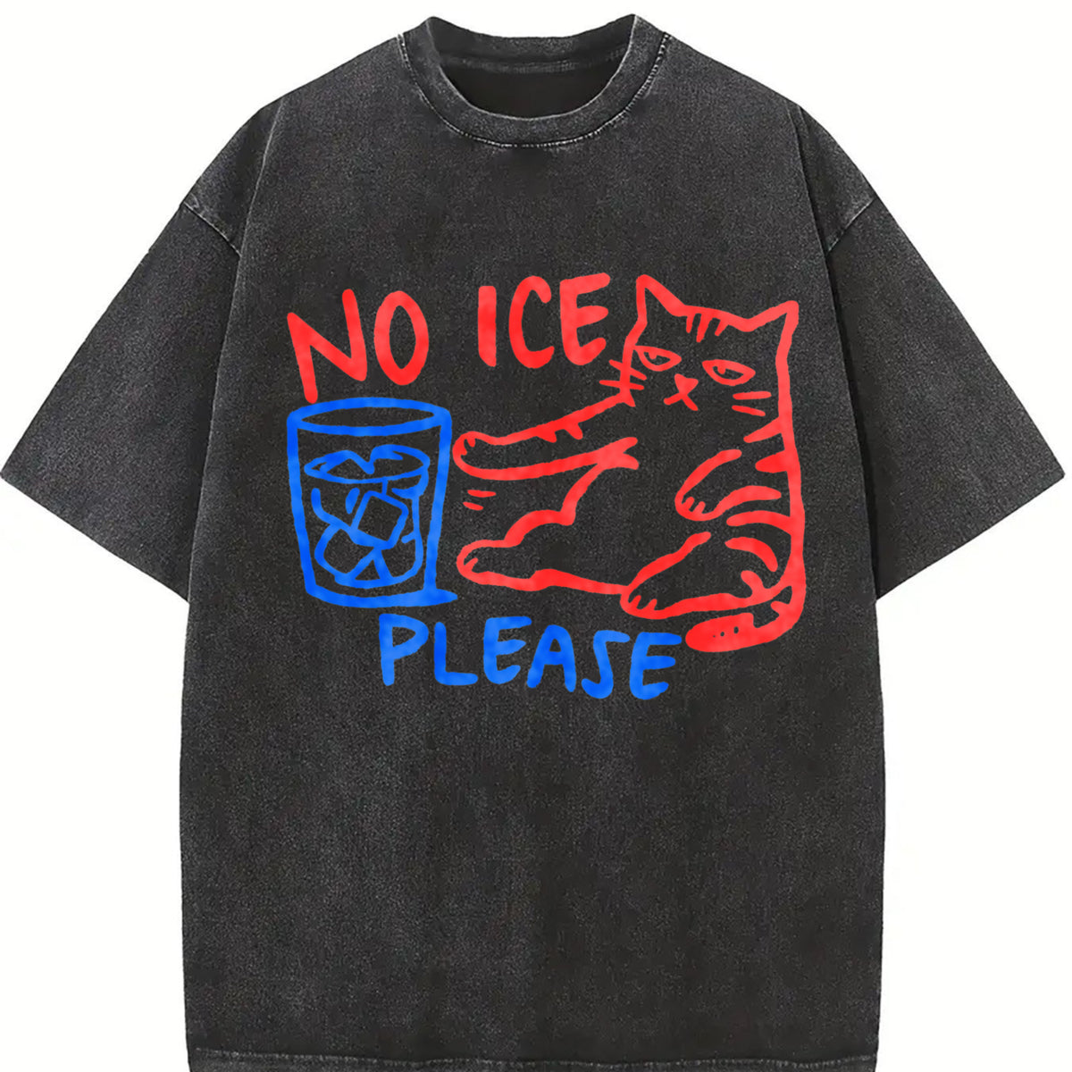 No ICE Please Cat Abolish ICE Shirt S~5XL Oversize Unisex Washed T-Shirt for Women and Men's Unisex Fit Batik Cotton Oversize Streetwear Menswear  Super Soft Pre-Shrunk
