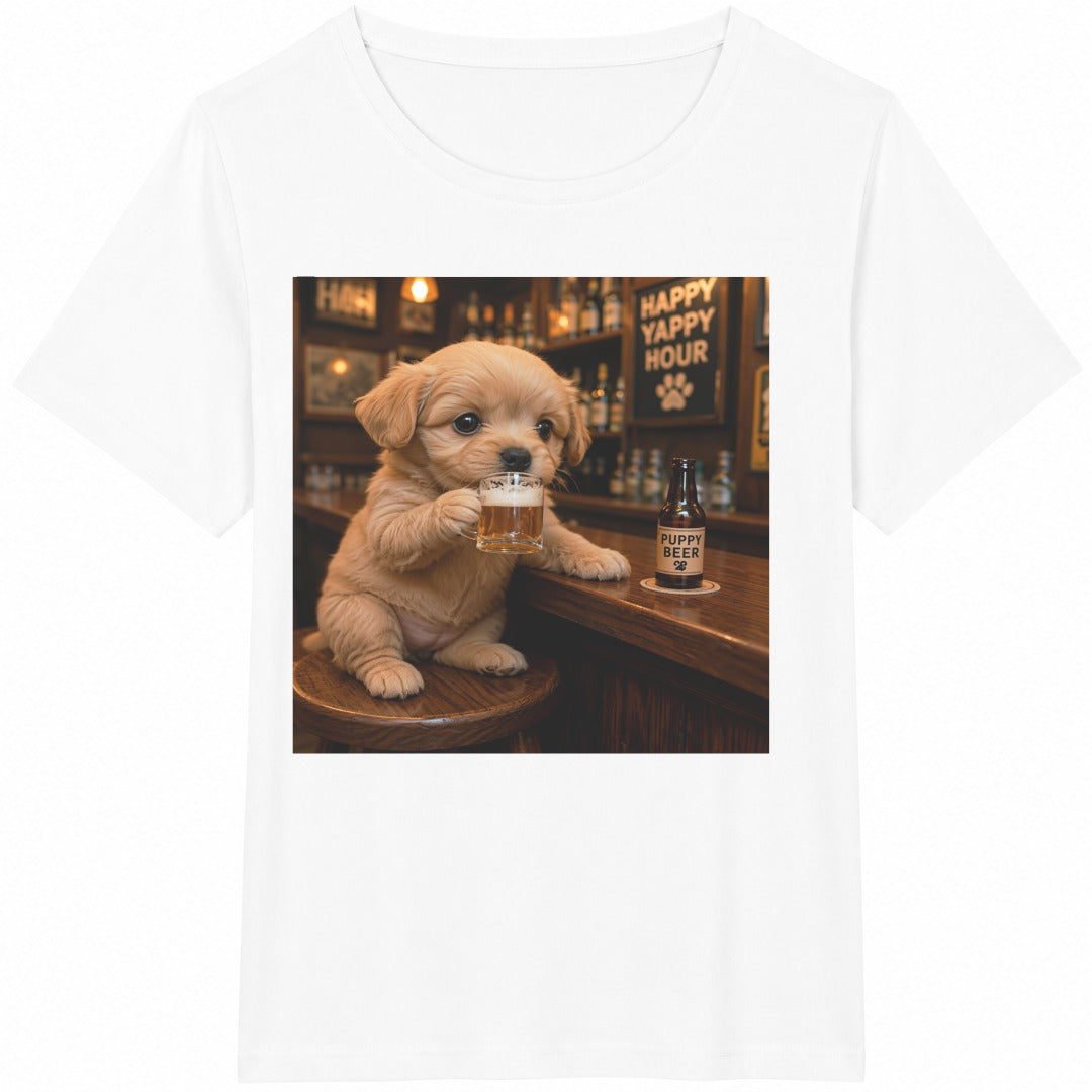 Funny Puppy Beer Cotton T-Shirt - product view