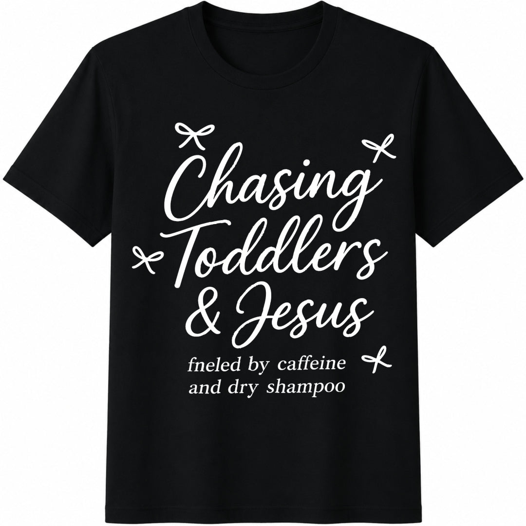 Chasing Jesus And Toddlers Cotton T-Shirt - Black