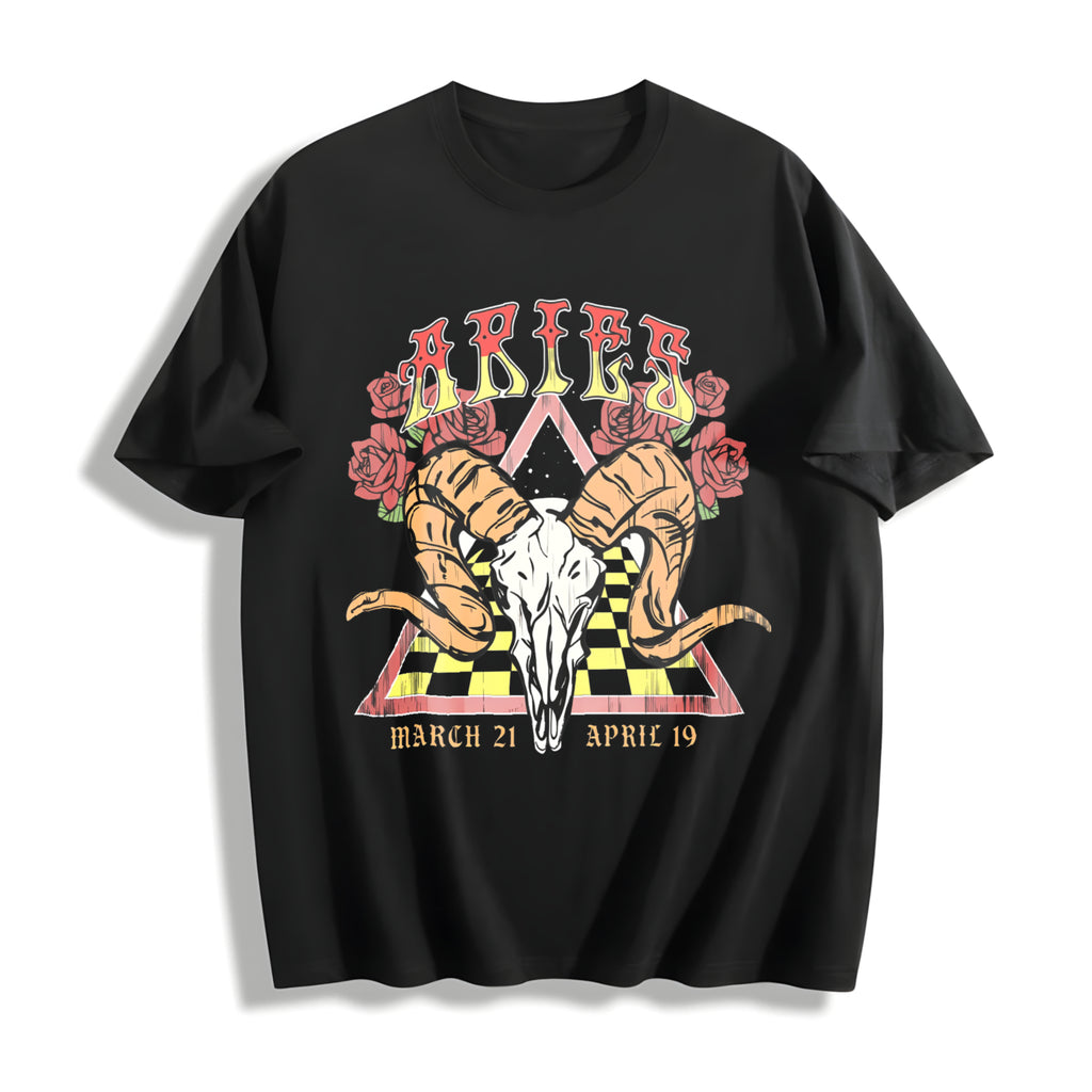 12 Zodiac Astrology Horoscope Star Sign Lucky Charm Birthday Cotton T-Shirt - product view