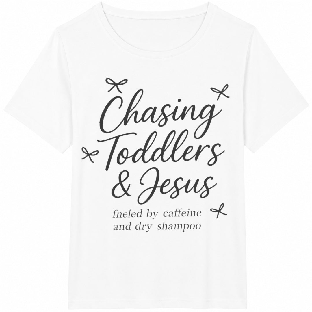 Chasing Jesus And Toddlers Cotton T-Shirt - product view