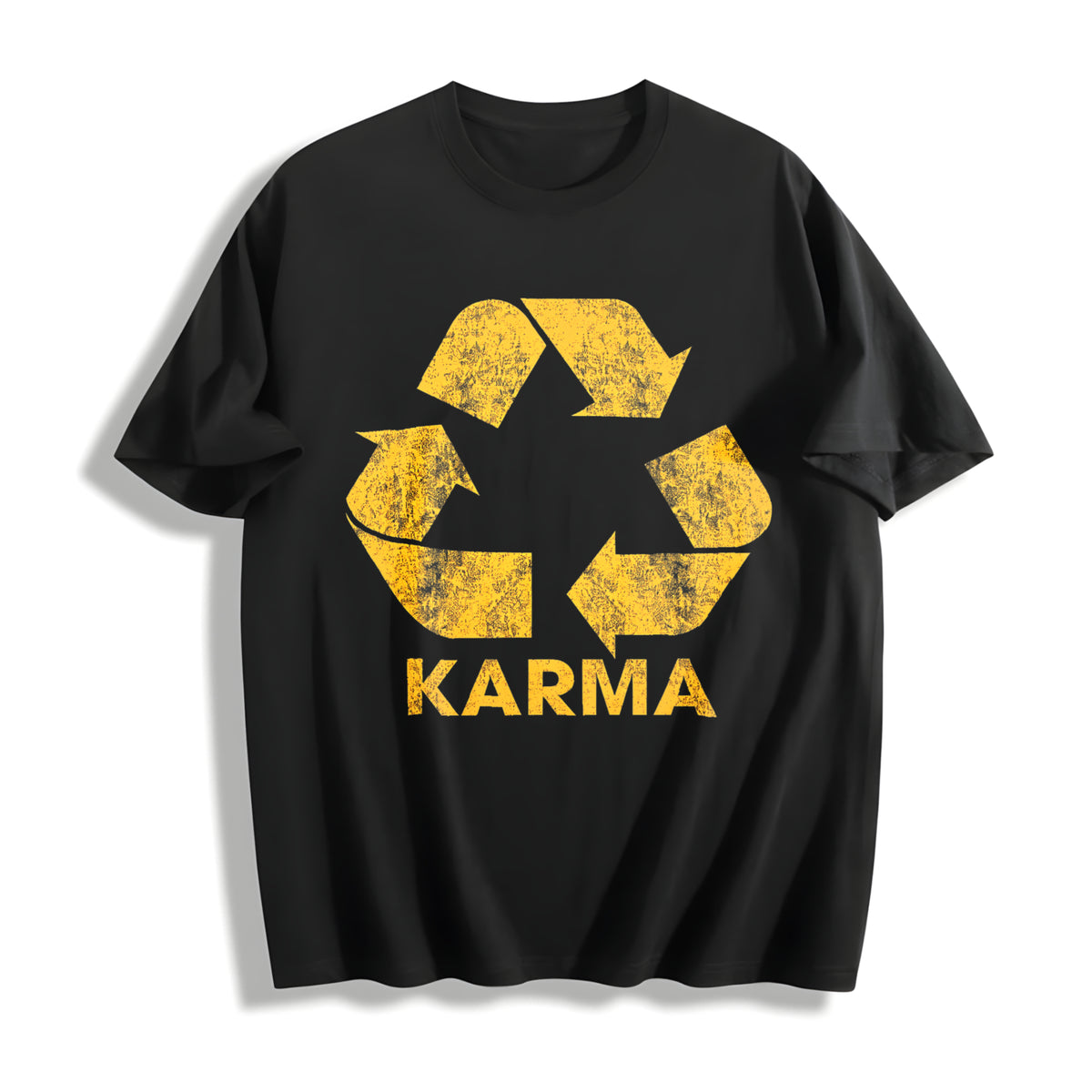 Karma Recycler Funny Motivational Positivity Universe Novelty Cotton T-Shirt - Black