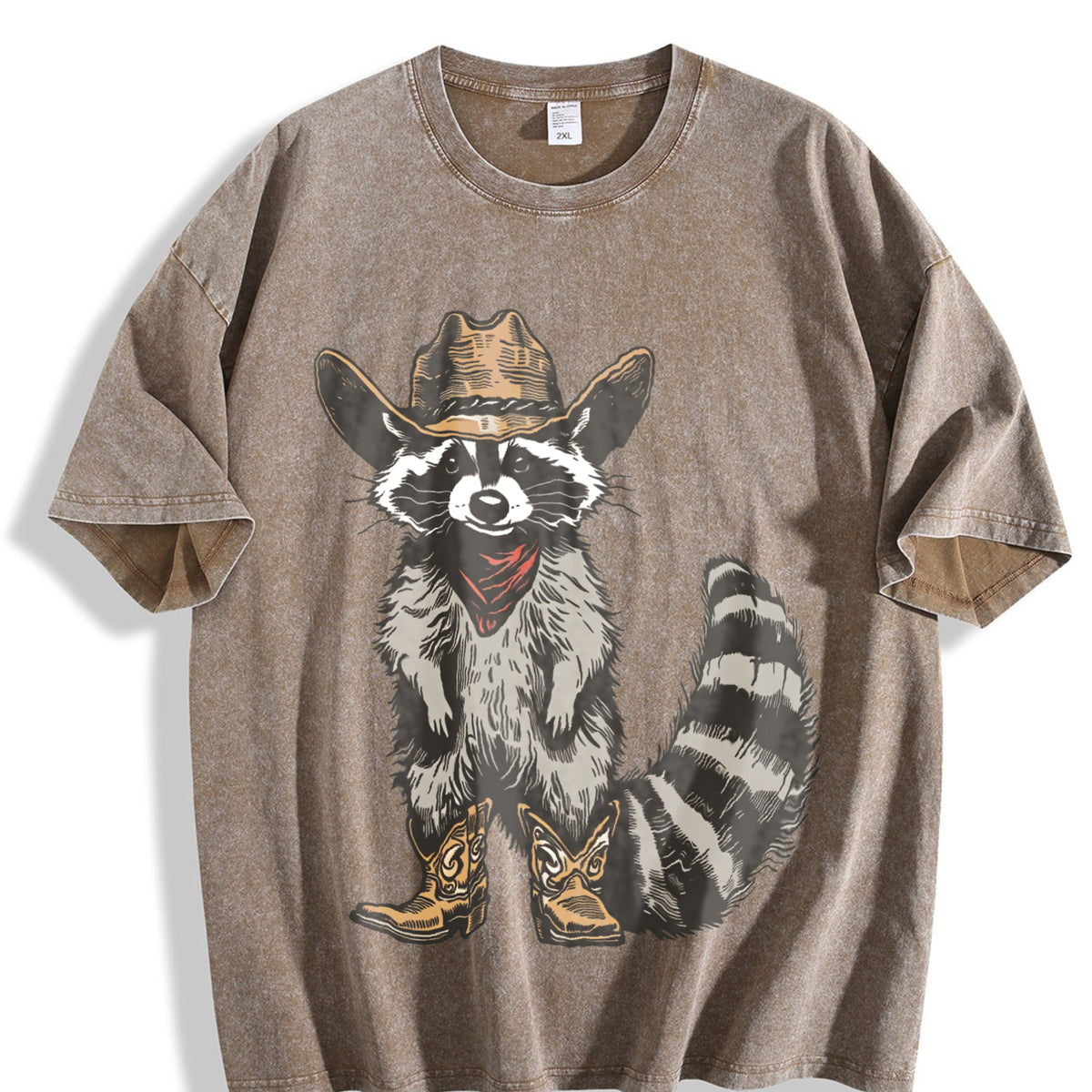 Raccoon Cowboy Vintage Washed T-Shirt - product view