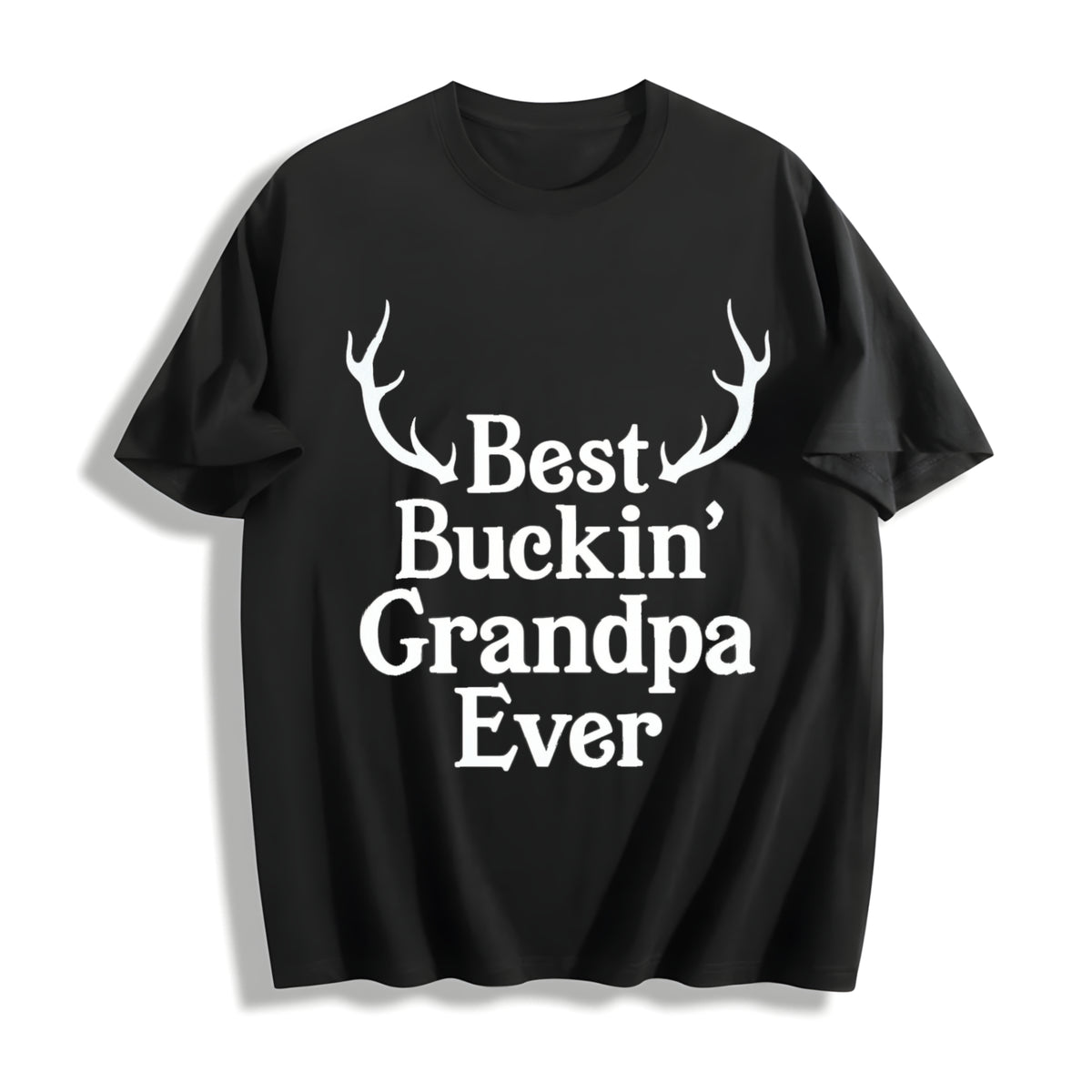 Best Buckin Grandpa Ever Funny Fathers Hunting For Grandfather Cotton T-Shirt - Black