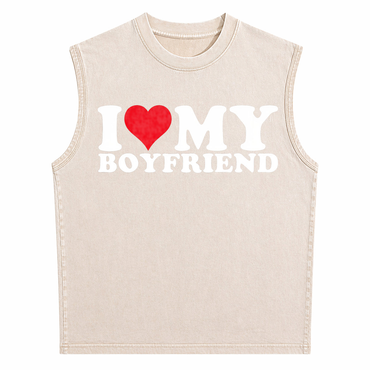 I Love My Heart Men's Washed Tank Top - product view