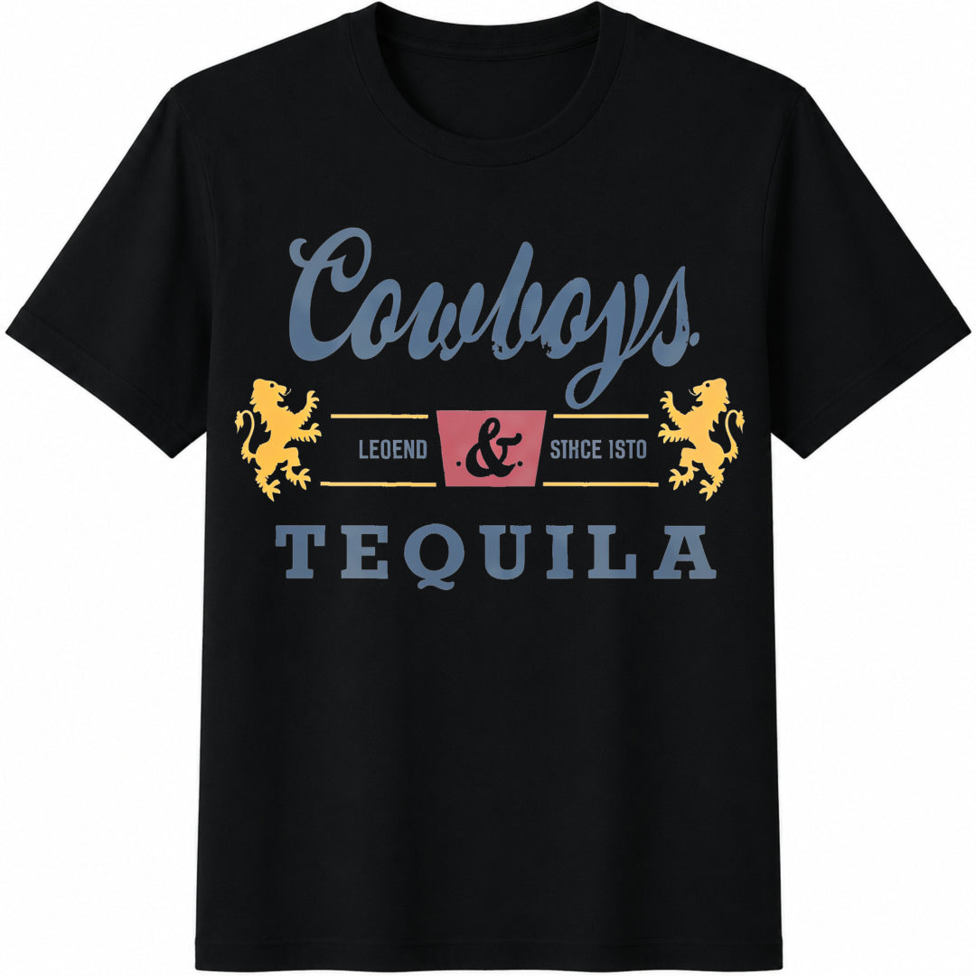 Cowboys And Tequila Western Tequila Drinking Drinking S Mazezy Cotton T-Shirt - Black