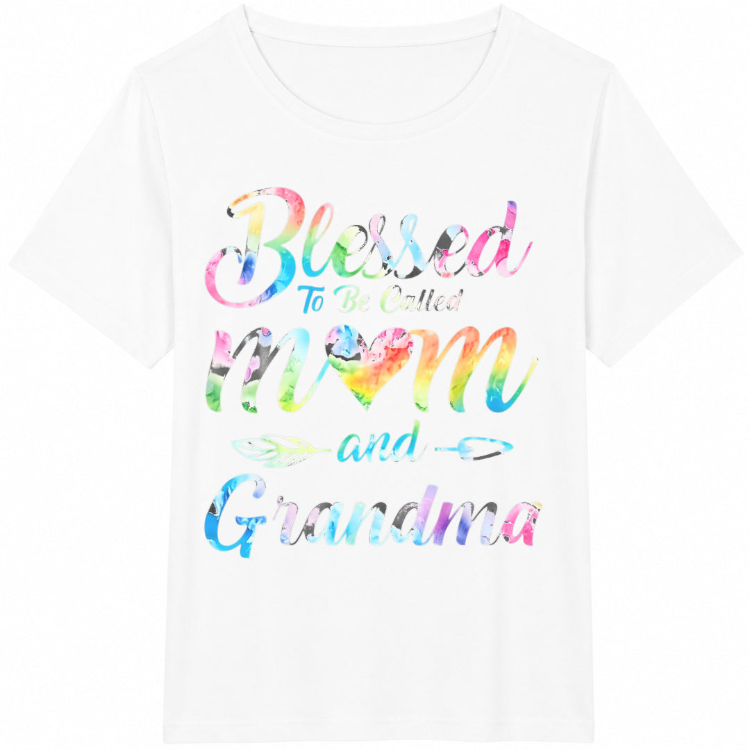 To Be Called Mom And Grandma Rainbow Watercolor Mother's Day Cotton T-Shirt - product view