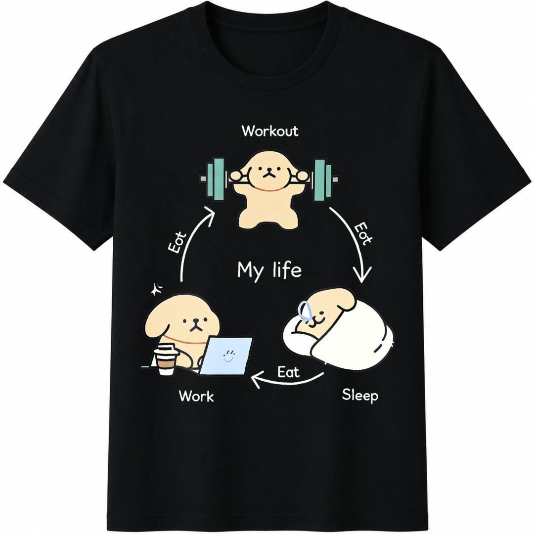 Fun My Life Cotton T-Shirt - Black