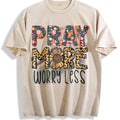 Pray More Worry Less Vintage Washed T-Shirt - Beige