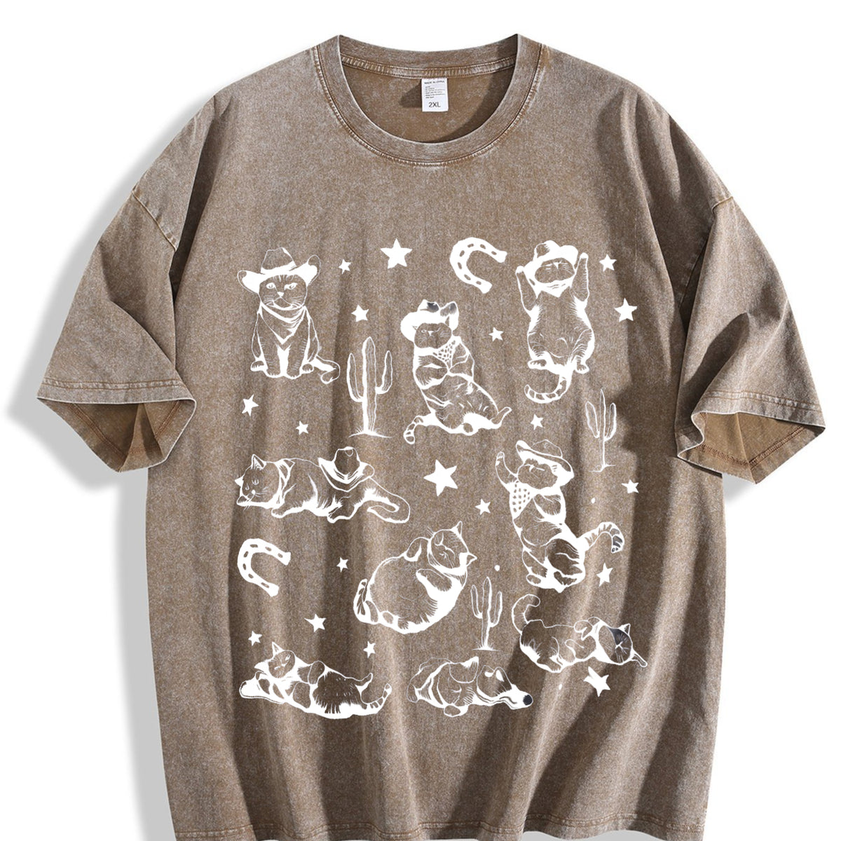 Cowboy Cats And Kittens Western Cowboy Vintage Washed T-Shirt - product view
