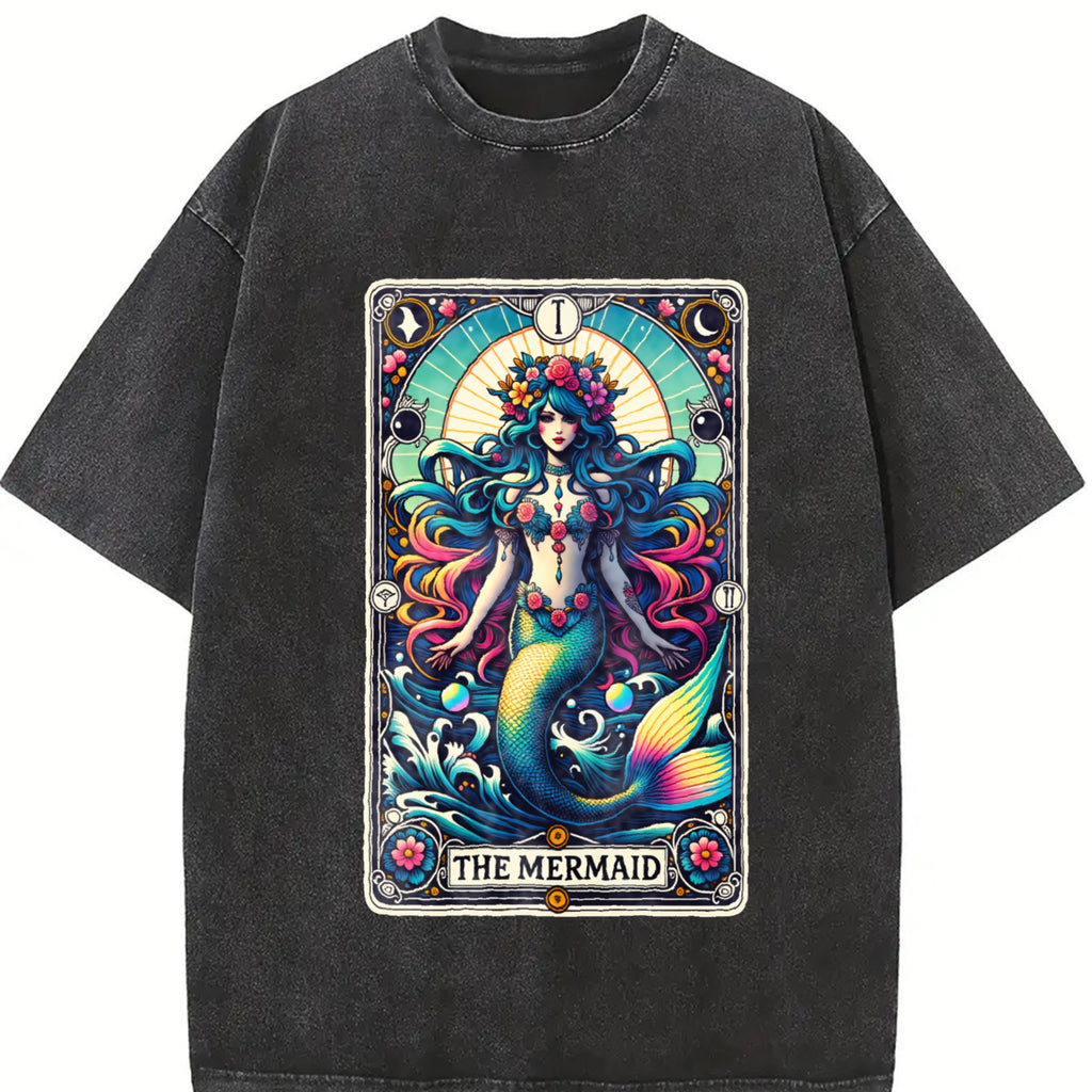 Tarot Tees Tarot Skeleton Tshirts Mermaid Tarot T-Shirts Tarot Card Skull Shirts Dog Mom Tarot Tshirts Tarot Cat Mom Tees The Mermaid T-Shirt  Mom Tarot Tops Plant Lover Tops