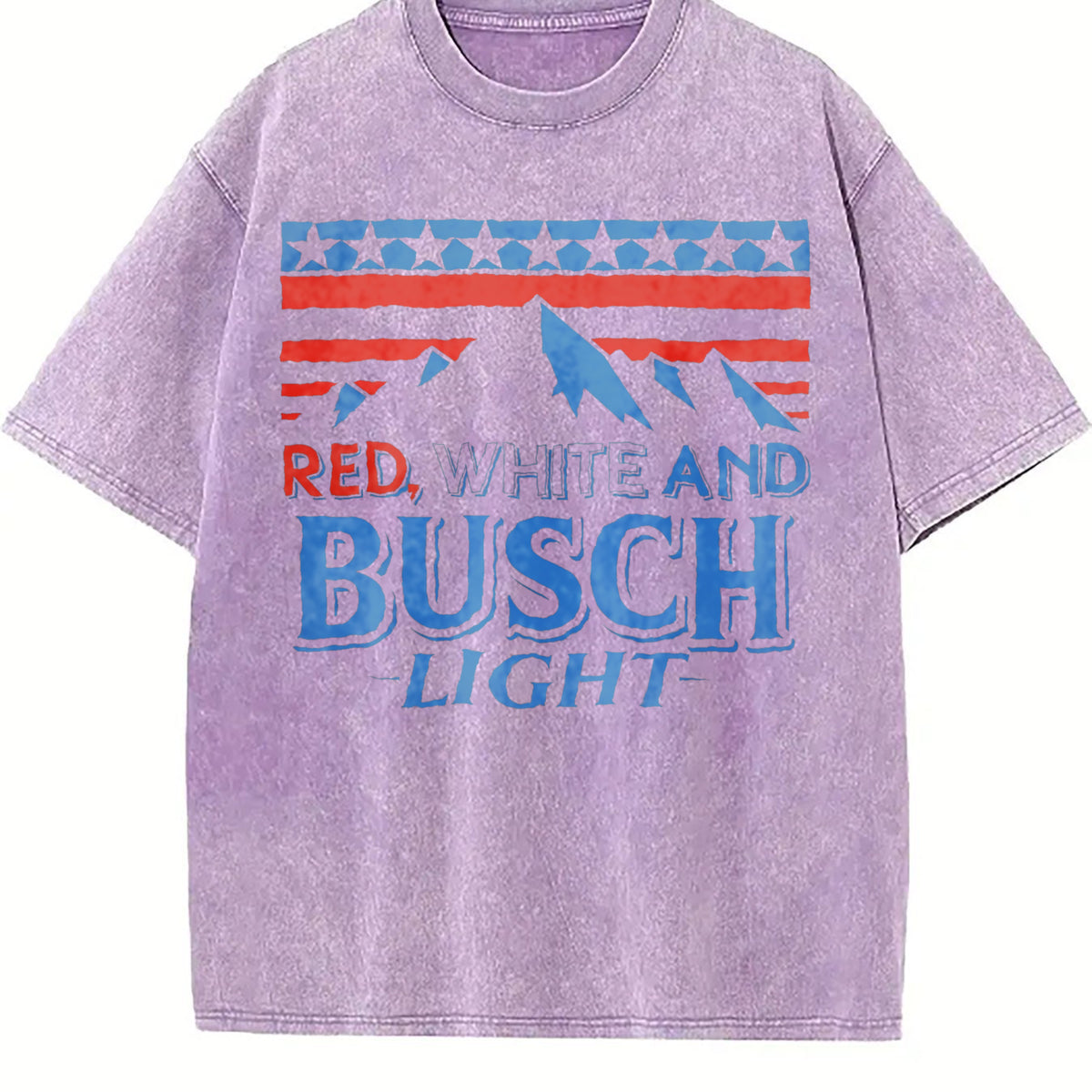 Red White And Busch Light American Flag Mountain Side Vintage Washed T-Shirt - product view