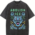 Unisex Abolish ICE Vintage Washed T-Shirt  – Satirical Political Graphic Vintage Tee