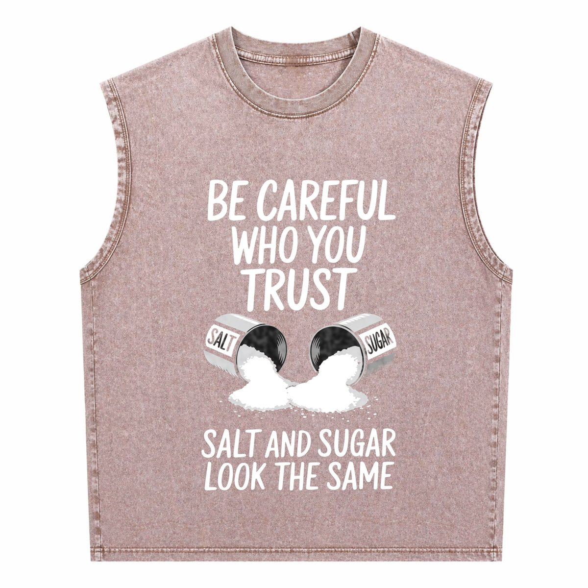 Outdoor Fitness With Salt - Beware Of Spoken Words From Men's Washed Tank Top - product view