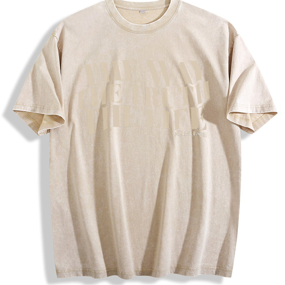 Way The Truth The Life - Aesthetic Christian Vintage Washed T-Shirt - Beige