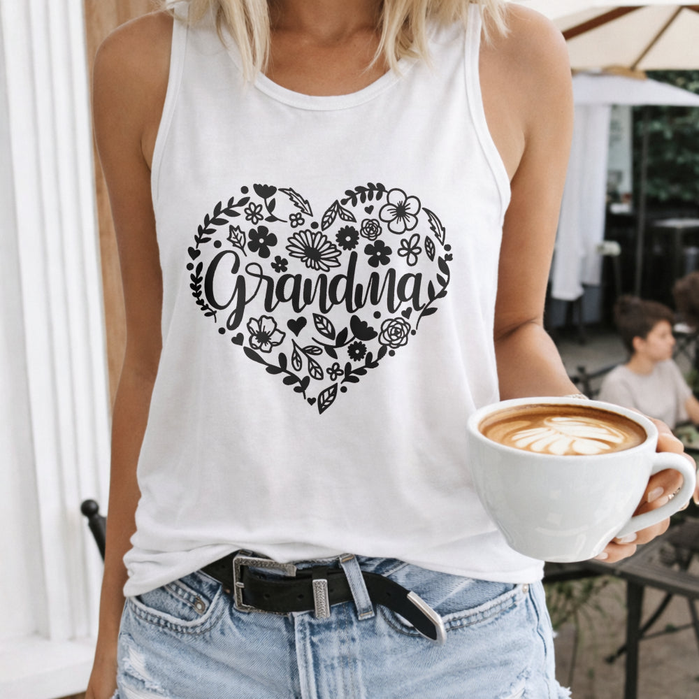 Mother's Day Grandma Floral Heart - Vibrant Red Women's Tank Top - product view
