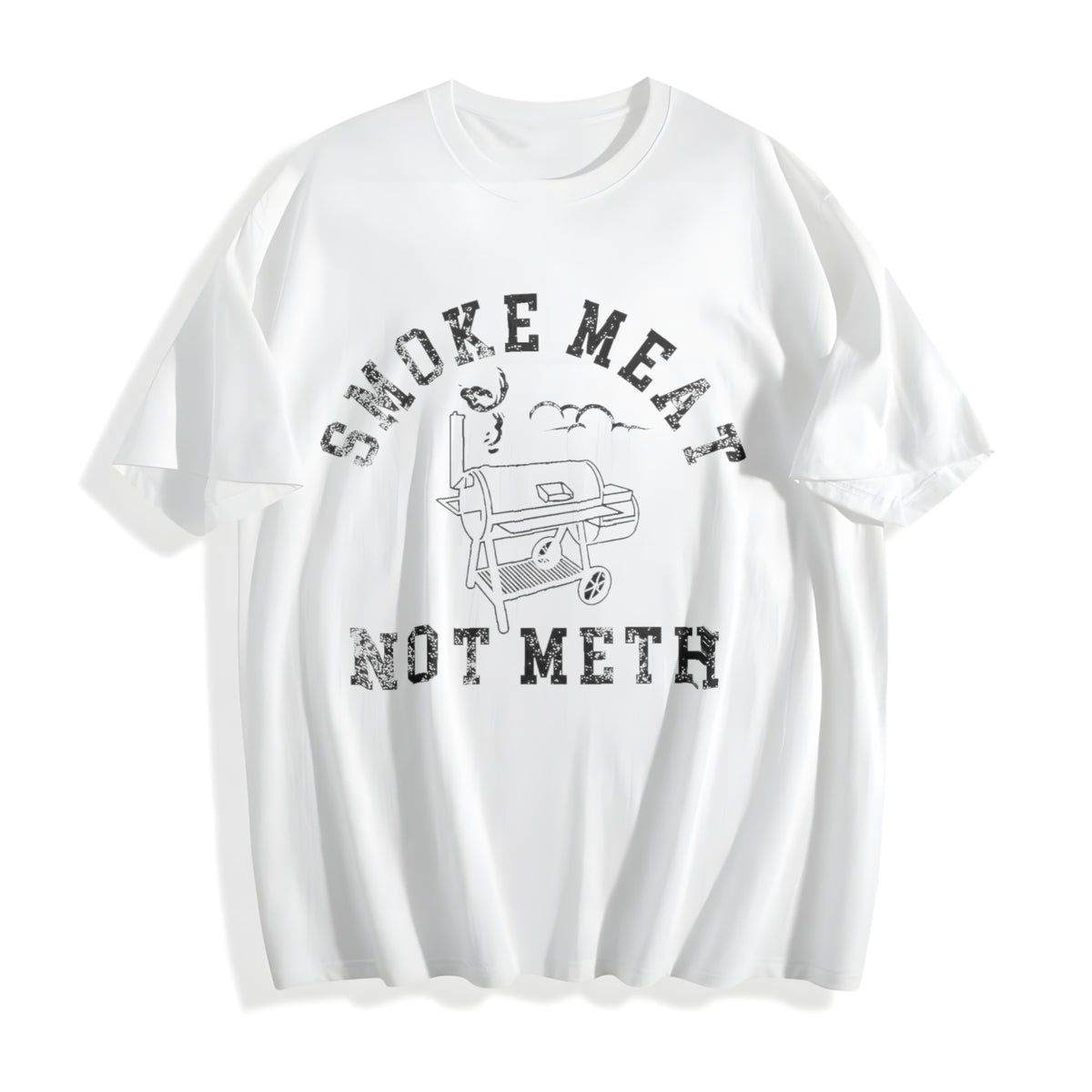 Smoke Meat Not Meth Funny Barbeque Cooking Grilling Joke For Cotton T-Shirt - product view