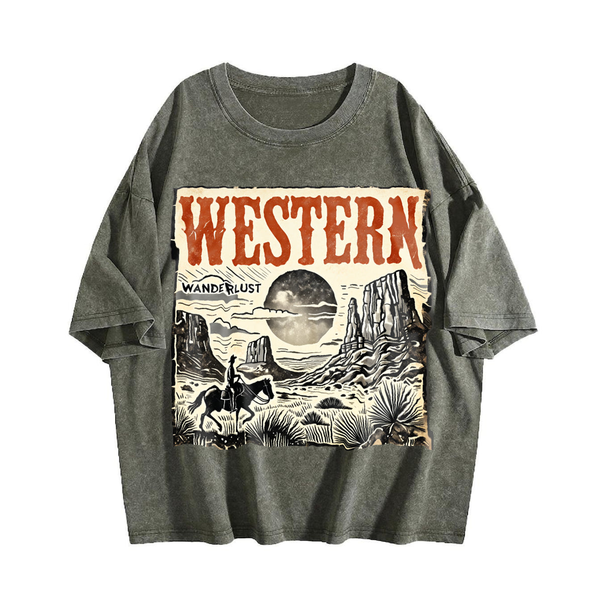 Western Wanderlust 90s Vintage Washed T-Shirt - product view