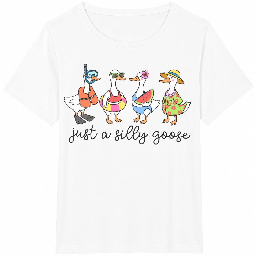 Silly Goose Goose Summer Silly Goose Funny Cute Goose Cotton T-Shirt - product view