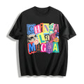 Ice Out Anti Ice Magazine Letters Cotton T-Shirt - Black