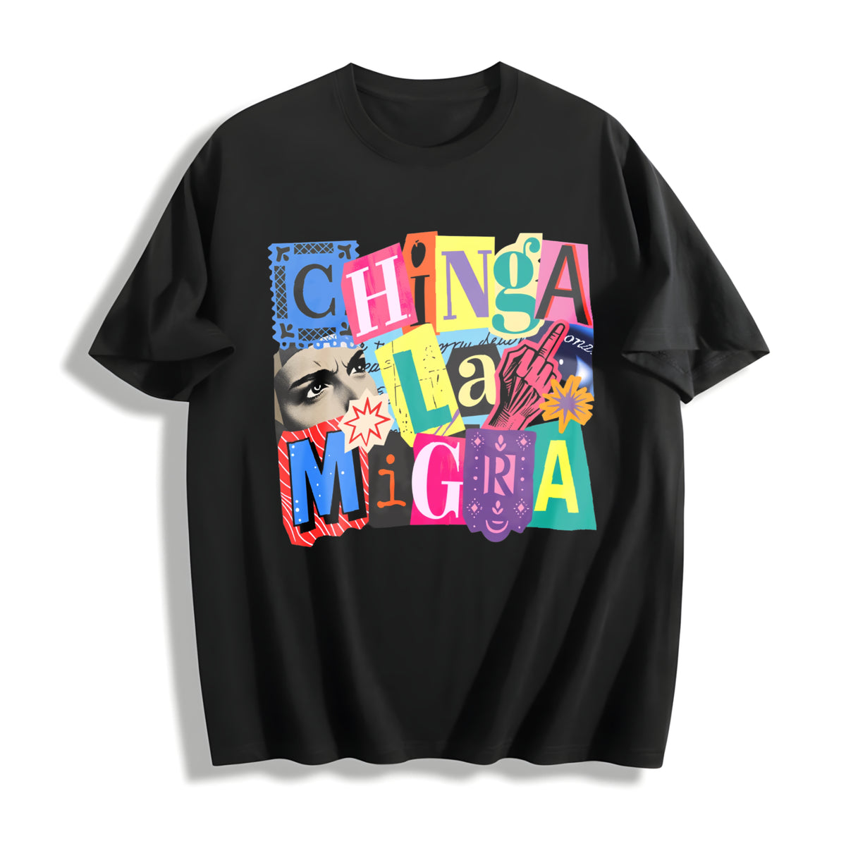 Ice Out Anti Ice Magazine Letters Cotton T-Shirt - Black