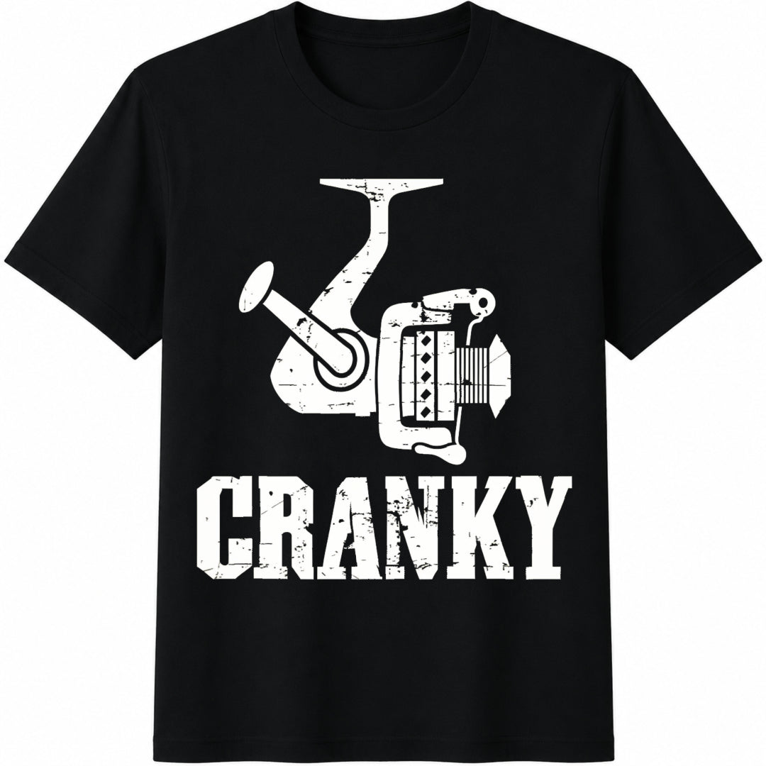 Cranky Funny Fishing Fishing Reel Fisherman Fisher Man Fishing Cotton T-Shirt - Black