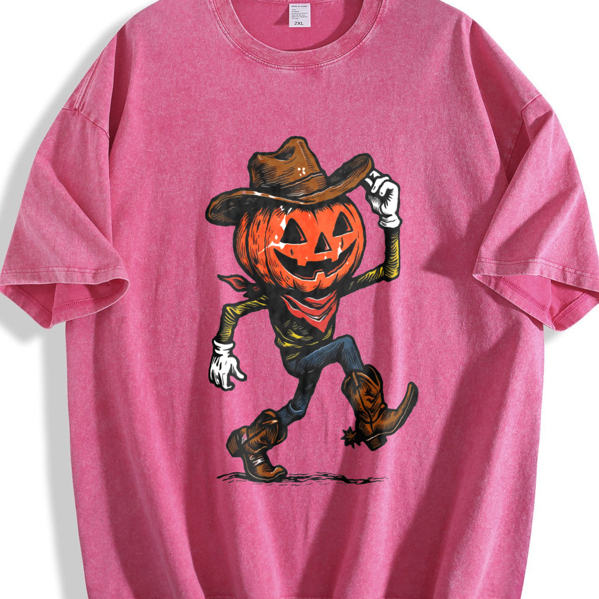 Pumpkin Cowboy Vintage Washed T-Shirt - product view