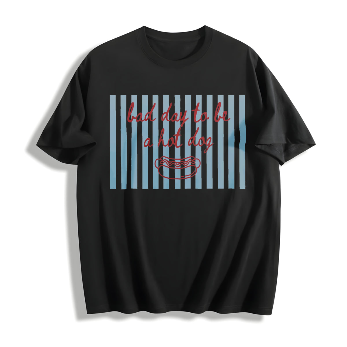Funny American Hot Dog July 4th Glizz Hot Dog Lovers For Cotton T-Shirt - Black